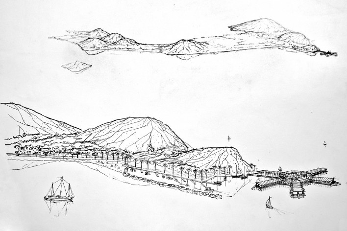Hotel em Paquetá, croquis. Sérgio Bernardes [Acervo do Projeto memória da Bernardes Arquitetura]