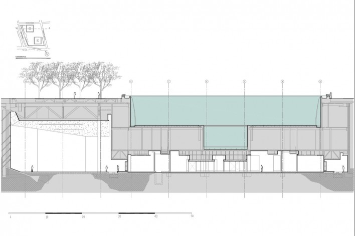The 9/11 Memorial Museum, New York. West-east section<br />Davis Brody Bond Architects and Planners 