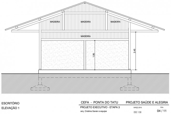 Centro Experimental Floresta Ativa - CEFA, elevação escritório, RESEX Tapajó-Arapiuns PA. Arquiteta Cristina Xavier<br />Imagem divulgação 