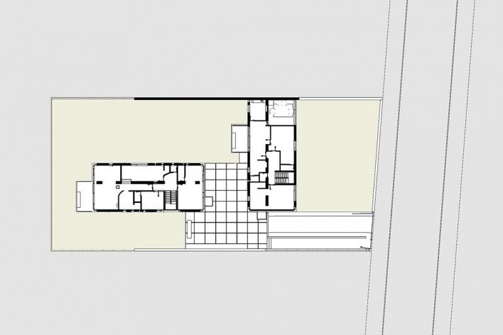 Casas Jaoul, planta primeiro pavimento, Neully-sur-Seine, Paris, França, 1951-56. Arquiteto Le Corbusier<br />Elaboração Edson Mahfuz 