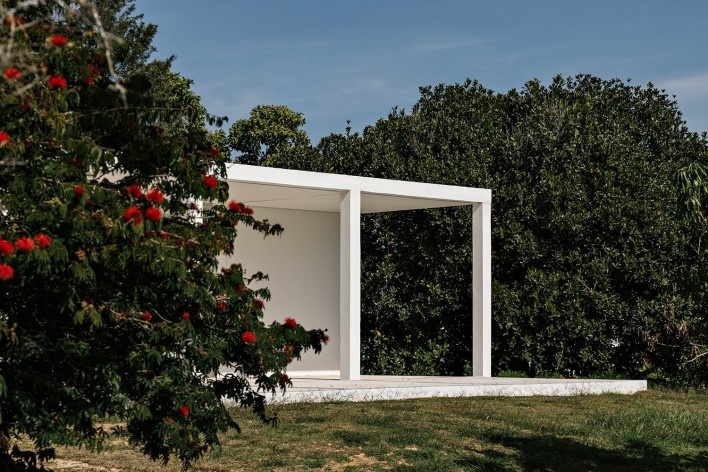 Pavilhão da Agrofloresta, Porto Feliz SP, 2023. Arquiteto Felipe SS Rodrigues (autor)<br />Foto Fran Parente 