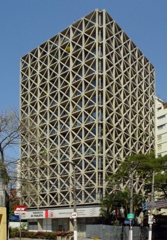 Edifício Acal, São Paulo SP, 1974. Arquitetos Pedro Paulo de Melo Saraiva, Sergio Ficher e Henrique Cambiaghi Filho<br />Foto atual  [Pedro Paulo de Melo Saraiva Arquitetos Associados]