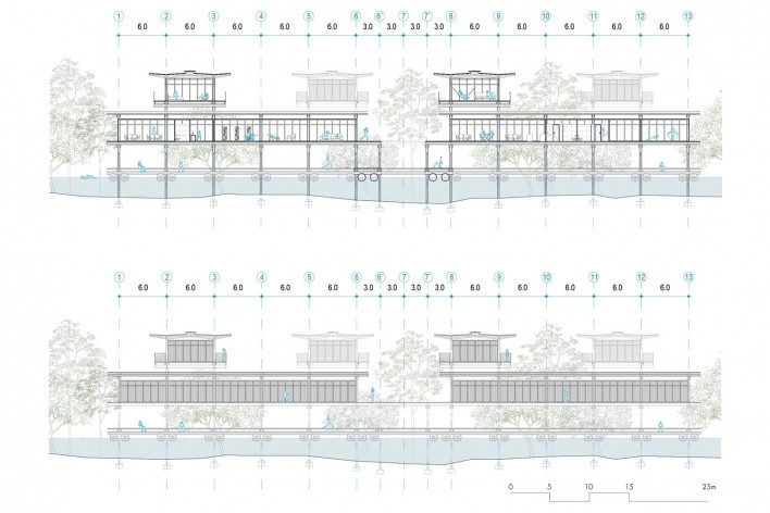 Habitação social na Amazônia, cortes e elevações, Manaus AM, 2020. Arquiteta Danielle Khoury Gregorio<br />Imagem divulgação  [Acervo Danielle Khoury Gregorio]