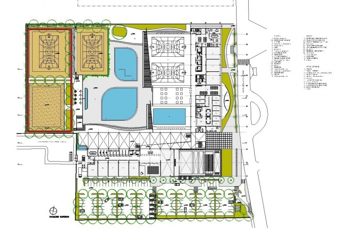 Concurso de Propostas Arquitetônicas para o futuro SESC Guarulhos, 5º lugar, planta pavimento superior. Escritório Ricoy Torres Consultoria e Projetos<br />Desenho divulgação 
