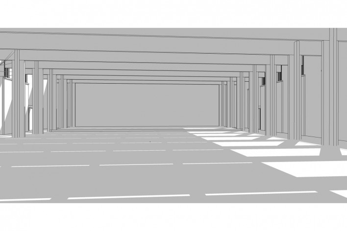 Saint Catherine’s College, vista lateral do refeitório, Oxford, Inglaterra, 1959-1964, arquiteto Arne Jacobsen<br />Modelo tridimensional de Edson Mahfuz e Ana Karina Christ 
