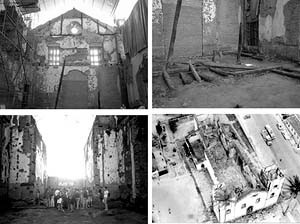 Igreja após o incêndio<br />Imagem dos autores do projeto 