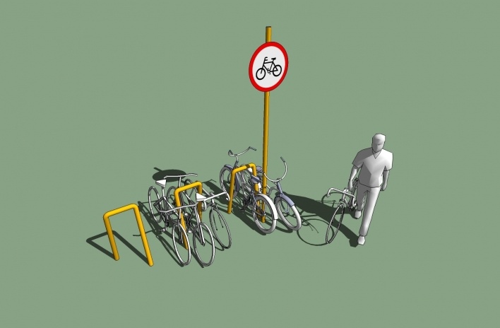 Modelo 3D - Bicicletário<br />Imagem dos autores do projeto 