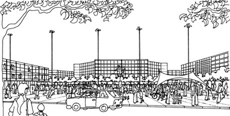 Praça no centro do bairro<br />Imagem dos autores do projeto 