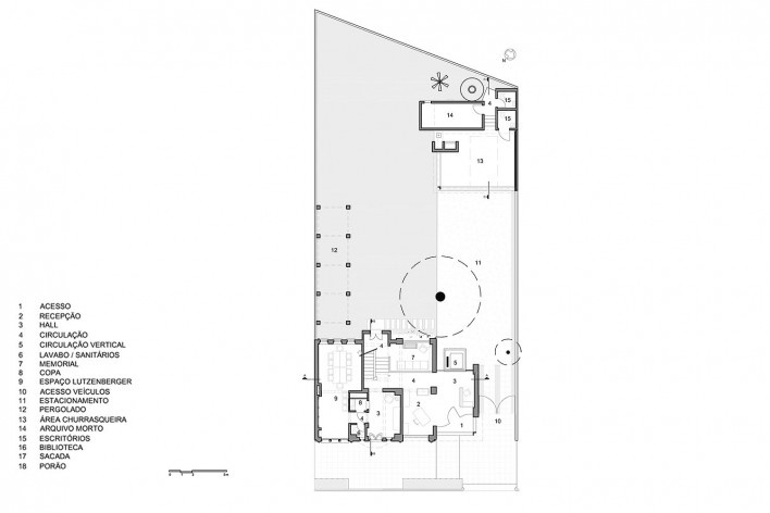 Casa Lutzenberger, planta do pavimento térreo. Reforma Kiefer arquitetos