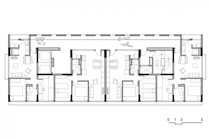 Planta torre ampliada, conjunto habitacional do Jardim Edite<br />Desenho MMBB & H+F 