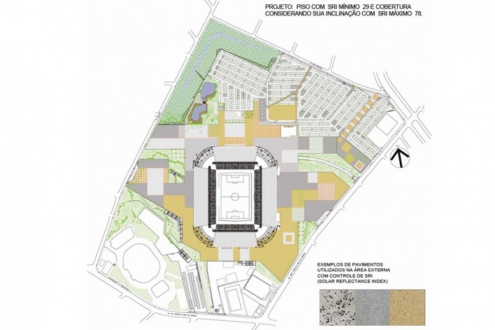 GCP Arquitetos, Arena Multiuso Governador José Fragelli, Cuiabá, 2014. Planta de revestimentos de piso<br />GCP Arquitetos 