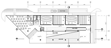Térreo (vestíbulo, atendimento restaurante, cozinha restaurante, café, loja, sala de aula, foyer museu, entrada museu)
 <br />Imagem dos autores do projeto 