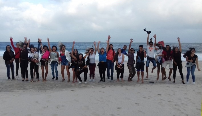 Estudantes do ITPAC contemplam Copacabana, Rio de Janeiro, 04/08/2017<br />Foto equipe ITPAC – Porto Nacional 