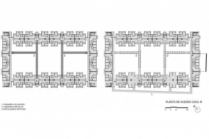 Planta de acesso - Conjunto B<br />Biselli & Katchborian Arquitetos 
