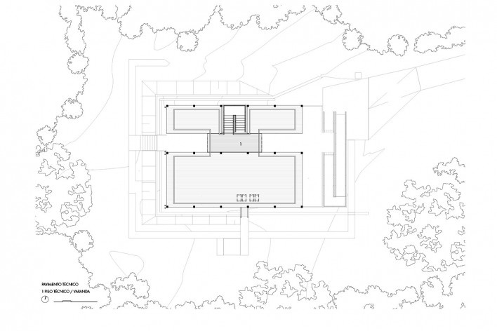 Sede Administrativa Fundação Florestal — Juréia-Itatins, planta pavimento técnico, Peruíbe SP, 2019. 23 Sul Arquitetura<br />Imagem divulgação  [23 Sul Arquitetura]