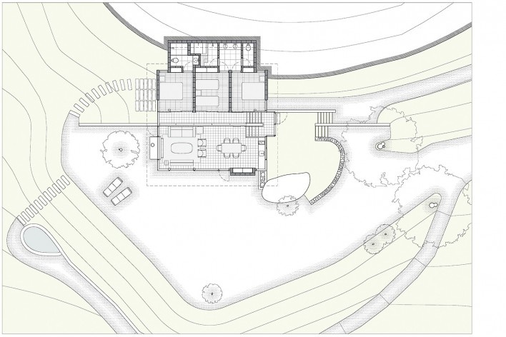Casa de meia encosta, planta, São Francisco Xavier SP, 2013. Arquitetos Denis Joelsons e Gabriela Baraúna Uchida<br />Imagem divulgação 