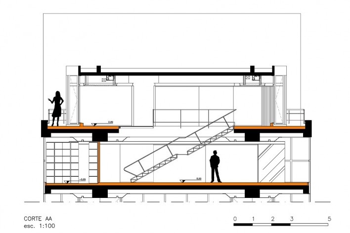 Escritório Guedes Nunes Oliveira Roquim Advogados Associados, corte AA, 2009. Piratininga Arquitetos Associados