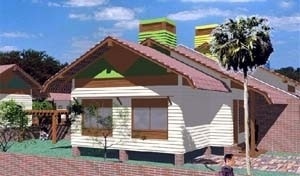 Perspectiva de uma Unidade Habitacional Fachada Norte<br />Imagem dos autores do projeto 