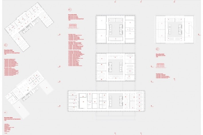 Plantas níveis 58.50 / 65.60 – Administração geral e Departamentos (design, artes e comunicação)