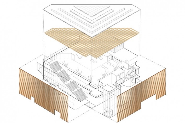 New Aspen Art Museum, Colorado, perspective. Shigeru Ban Architects