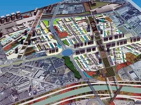 Proposta geral. Parque Tietê em primeiro plano<br />Imagem dos autores do projeto 