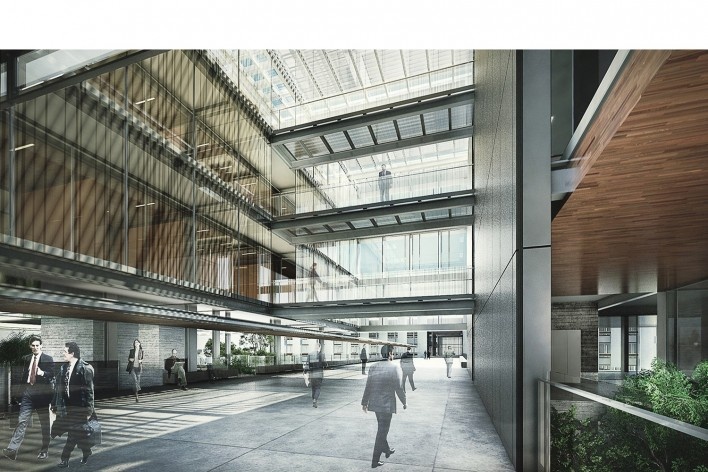 Átrio, Sede Administrativa da Câmara Municipal de Porto Alegre, 1º lugar, Corsi Hirano Arquitetos<br />Imagem divulgação 