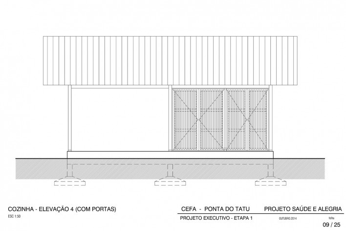 Centro Experimental Floresta Ativa - CEFA, elevação da cozinha dos técnicos, RESEX Tapajó-Arapiuns PA. Arquiteta Cristina Xavier<br />Imagem divulgação 