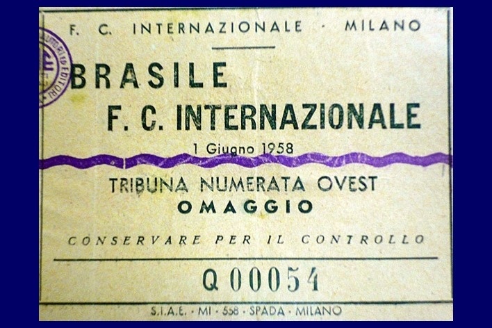 Ingresso do jogo amistoso da Seleção Brasileira versus Internazionale de Milão [Acervo Naydina Aranha de Freitas]