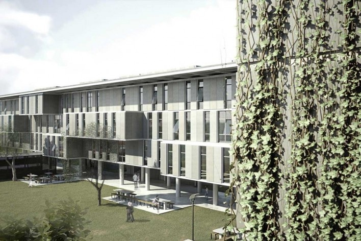 Unicamp 2030, perspectiva do edifício projetado, Leandro Medrano, Gabriela Celani, Júlia Spinelli, menção honrosa categoria profissional/ projetos, Universidade Estadual de Campinas, Campinas, SP, 2008-2009.