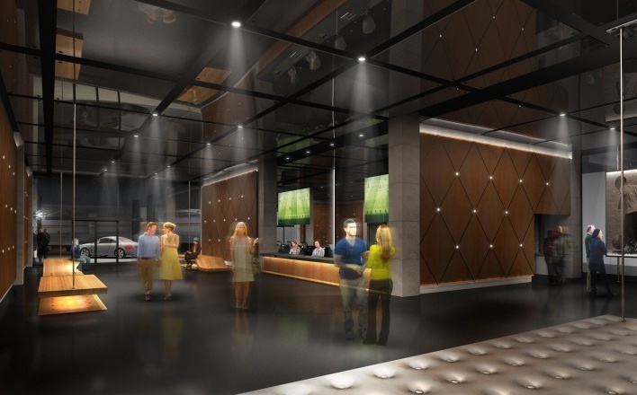 GCP Arquitetos, Arena Multiuso Governador José Fragelli, Cuiabá, 2014. Maquete eletrônica área vip<br />GCP Arquitetos 
