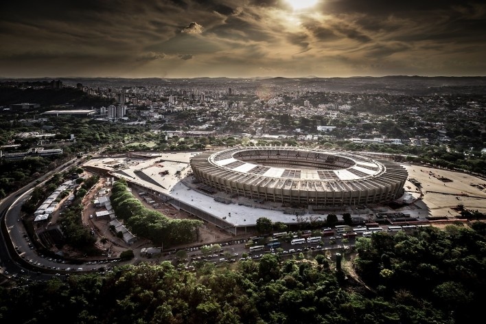 Novo Mineirão, vista panorâmica, Belo Horizonte MG. Projeto de reforma e adequação para Copa 2014 do escritório BCMF Arquitetos<br />Foto Alberto Andrich / BCMF Arquitetos  [BCMF Arquitetos]