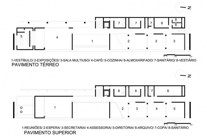 Plantas pavimento térreo e superior<br />Desenho do autor 