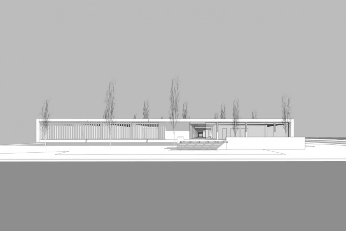 Aulário 3 (unidade de Alicante), vista externa, San Vicente del Raspeig, Alicante, Espanha, 2000. Arquiteto Javier Garcia-Solera<br />Modelo tridimensional e imagem Edson Mahfuz 