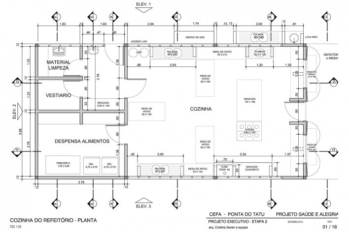 Centro Experimental Floresta Ativa - CEFA, planta da cozinha do refeitório principal, RESEX Tapajó-Arapiuns PA. Arquiteta Cristina Xavier<br />Imagem divulgação 