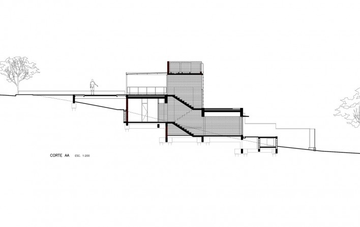 Casa APF, corte AA, Bragança Paulista SP Brasil, 2021. Arquiteto Carlos Ferrata<br />Imagem divulgação  [Acervo Carlos Ferrata]