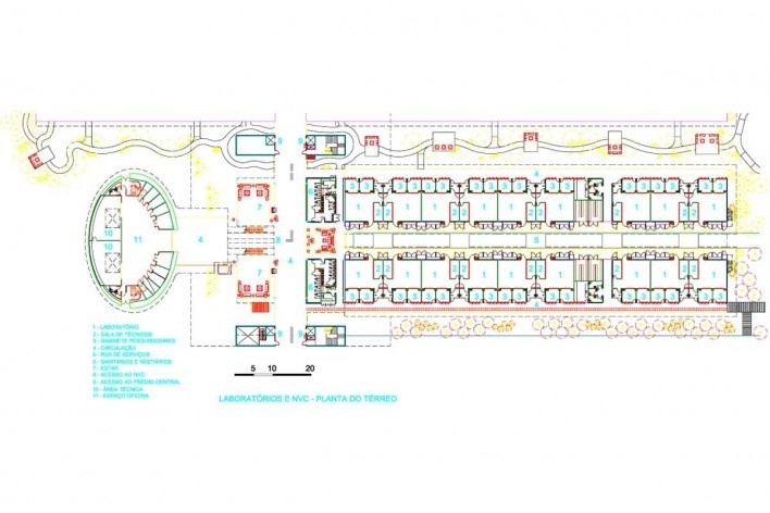 Laboratórios - planta do térreo<br />Zanettini Arquitetura 