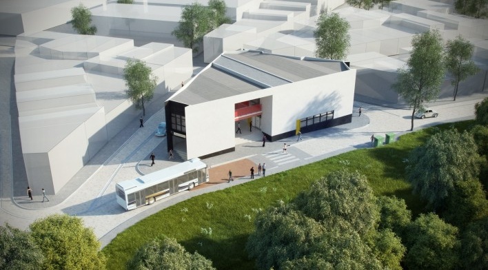 Projeto do Centro Comercial Santa Rita de Cássia<br />Fonte Boldarini Arquitetos Associados 
