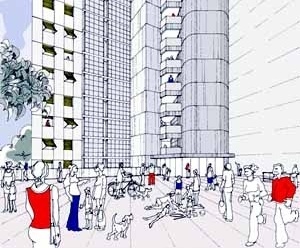 Praça de acesso<br />Imagem dos autores do projeto 