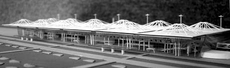 Maquete. Vista a partir do estacionamento<br />Imagem do autor do projeto 
