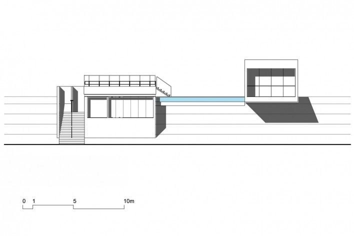 Bar/pool/gallery, south façade. BCMF arquitetos + MACh arquitetos