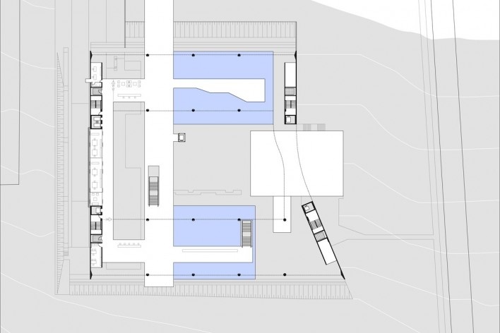 Sebrae Headquarters, upperground floor plan – level 1066,55, Brasília DF, 2010. Architects Alvaro Puntoni, Luciano Margotto, João Sodré and Jonathan Davies