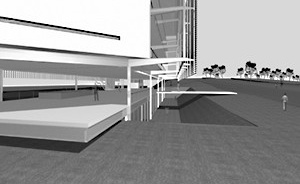 Perspectiva do fosso<br />Imagem dos autores do projeto 