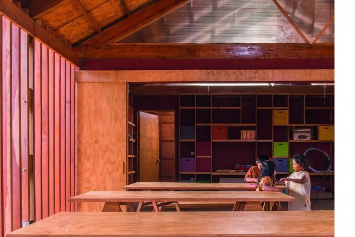 Escuela Primaria Jerusalen de Miñaro, Comunidad nativa de Jerusalén de Miñaro, Pangoa, Satipo, Junín, Perú, 2017. Arquiteta Marta Maccaglia (autora) / Asociación Semillas<br />Foto Eleazar Cuadros 