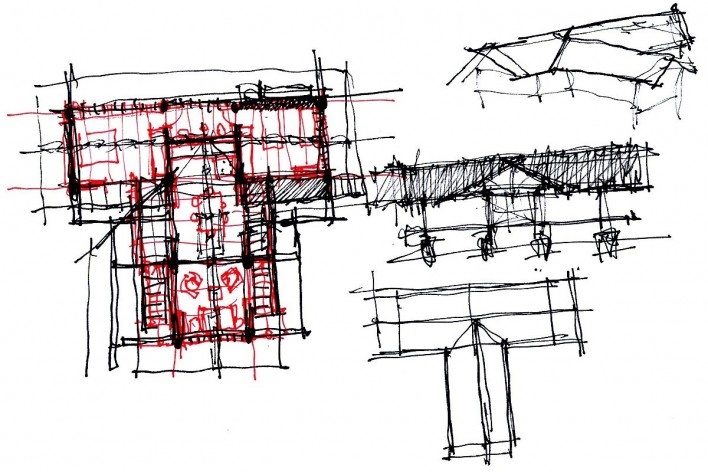 Casa nº 6, croquis, Praia de Itamambuca, Ubatuba. Arquiteto Eduardo Martins de Mello, 2008