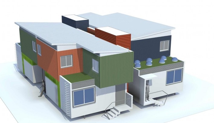 Perspectiva. Concurso Habitação para Todos. CDHU. Sobrados – Menção Honrosa<br />Autores do projeto  [equipe premiada]