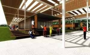 Vista da transição entre o boulevard e a pérgola<br />Imagem dos autores do projeto 