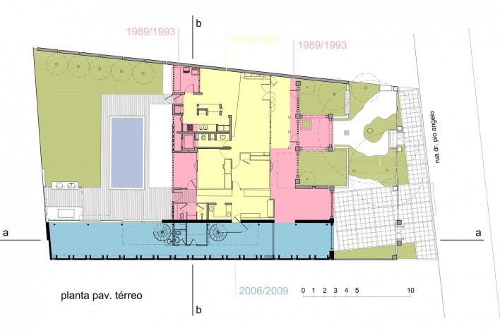 Casa de Ipanema, planta das etapas, Sergio M. Marques, 2007/2009<br />Desenho Sergio M. Marques 