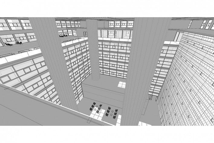 Caja Granada, Granada, Andaluzia, Espanha, 2001. Arquiteto Alberto Campo Baeza<br />Modelo tridimensional Miguel Pastore Bernardi / Imagem Edson da Cunha Mahfuz 