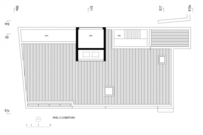 Museu de Arqueologia de Vila Real, planta nível 3 / cobertura<br />Desenho Escritório António Belém Lima 