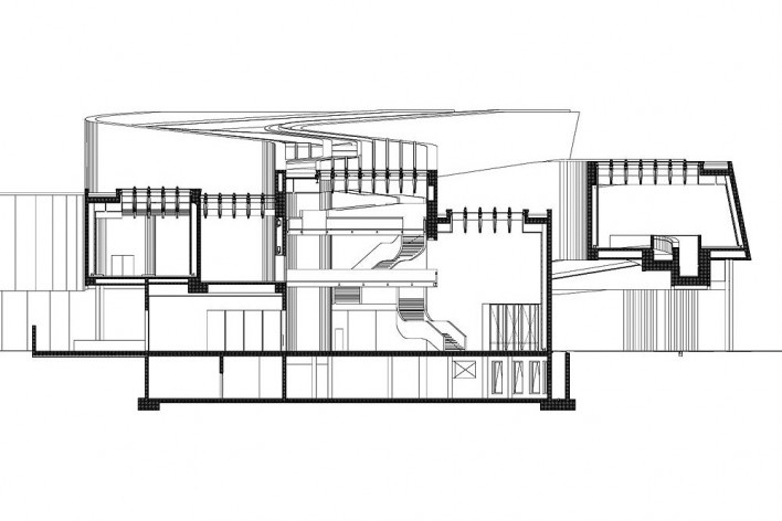 MAXXI – Museu de Arte e Arquitetura do Século XXI, corte, Roma. Arquiteta Zaha Hadid